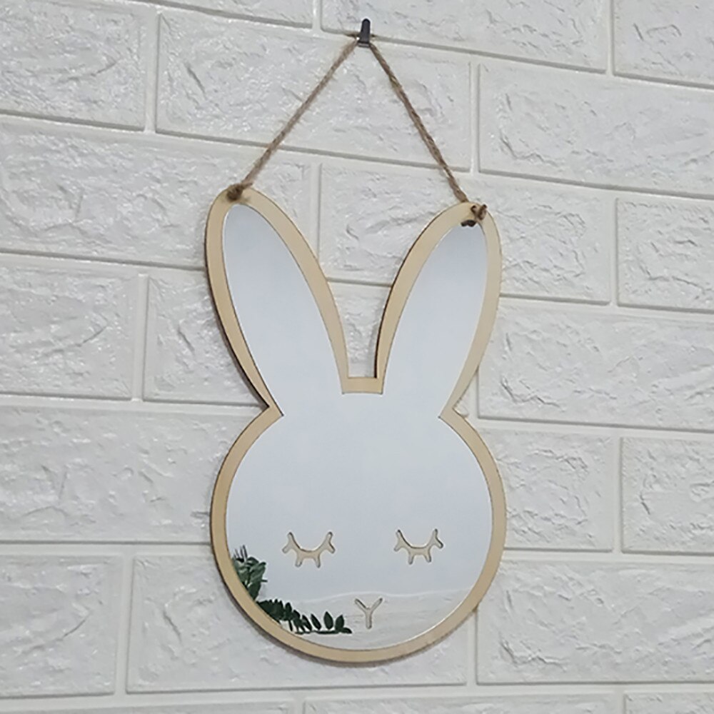 Wall sticker picture frame Nordic Wood Acrylic Mirror Cartoon Wall Camera Props Kids Room Wall Decoration porta retrato @: A