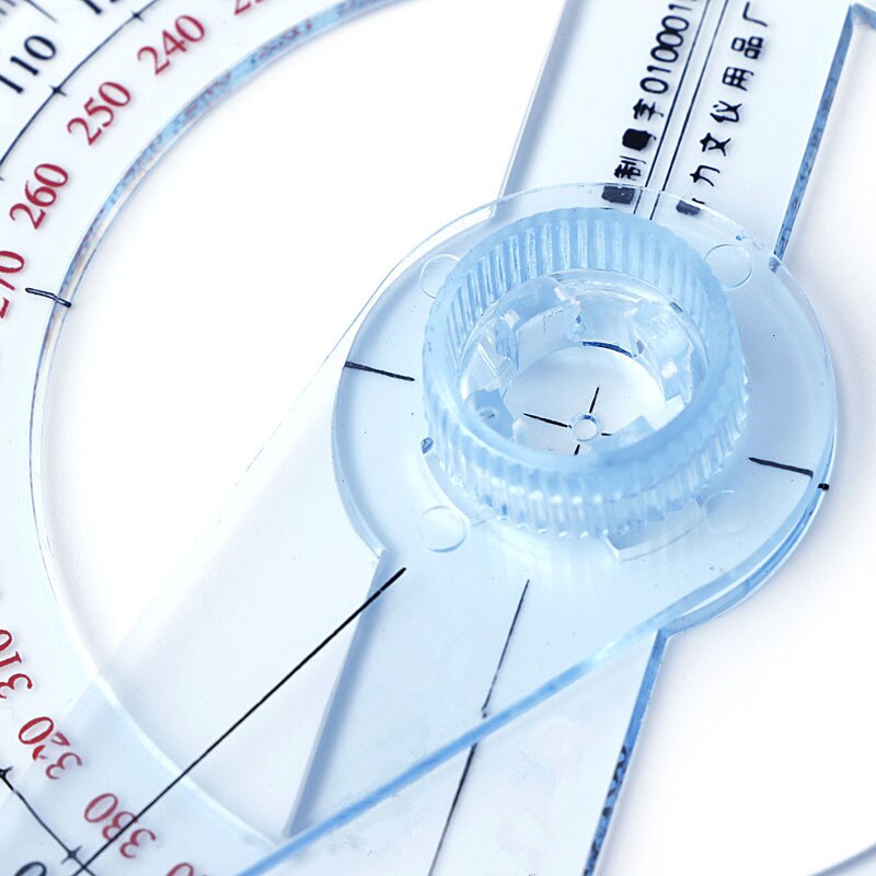 Plastic 360 Degree Protractor Ruler Angle Finder Swing Arm School Office