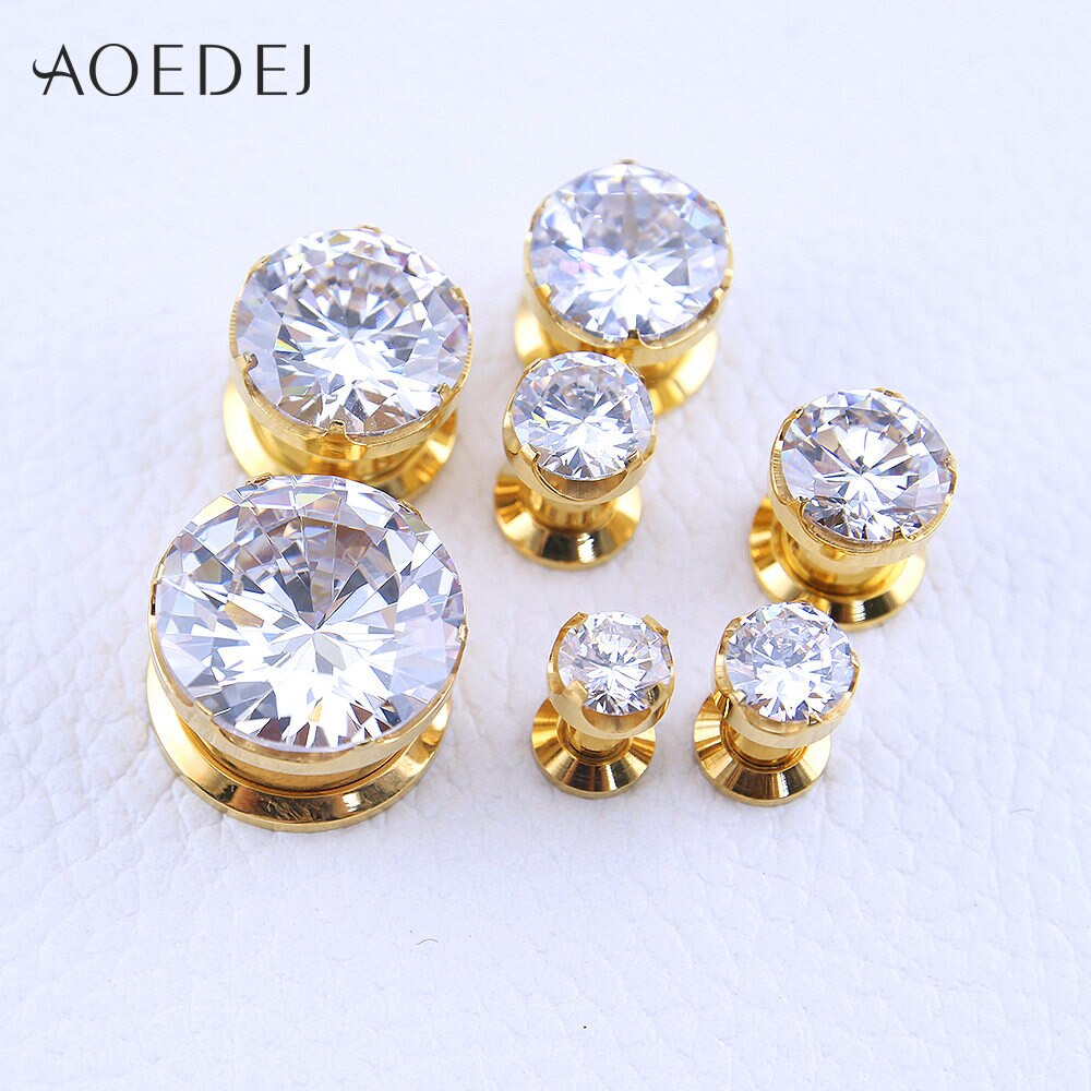 Bagues et Tunnels Cristal - 4-16mm - Acier Inoxydable - Piercings Oreille Zircone Cubique