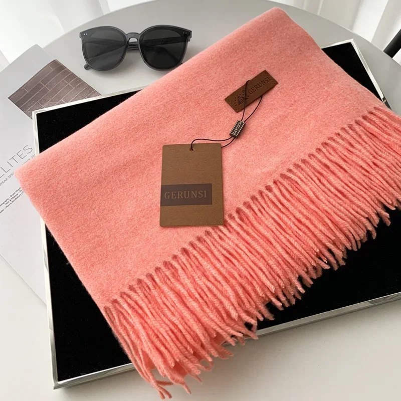 Winter Cashmere Scarf Women Thick Warm Pashmina Shawls Wraps Solid Color Tassel Lady Blanket Echarpe Bufanda Hijab