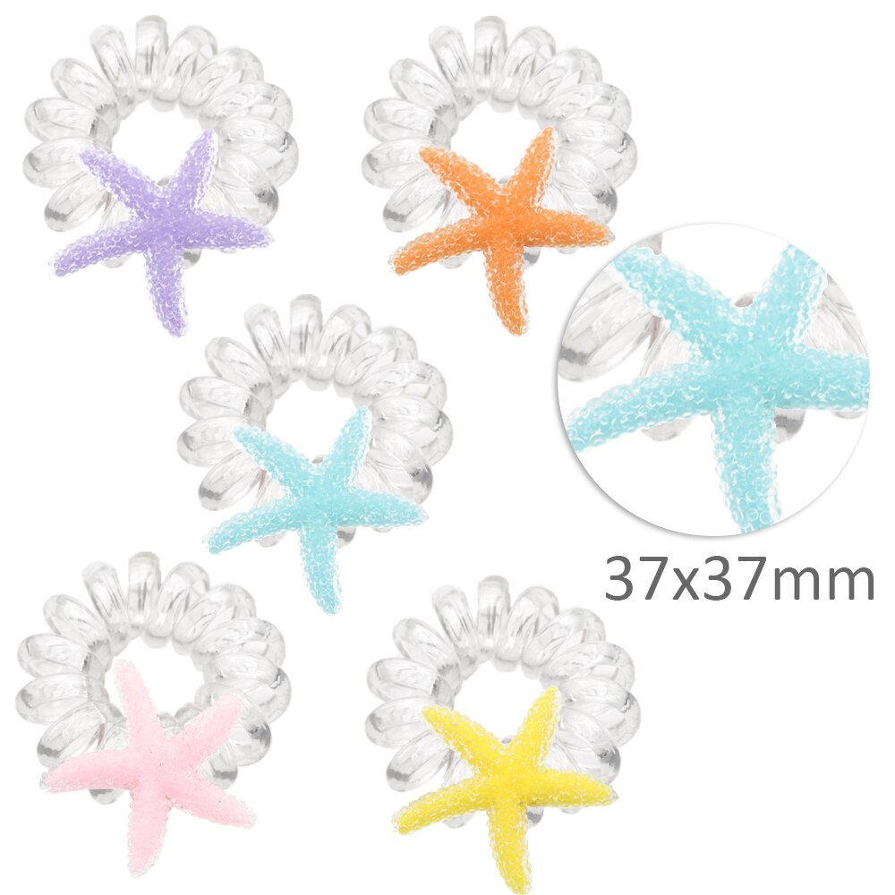 Estrella de mar mariposa transparente elástico pelo Scrunchies teléfono bobina, titular de cola de caballo elástico, cuerda de lazo de pelo para las mujeres, 10Yc12700: 1110914001