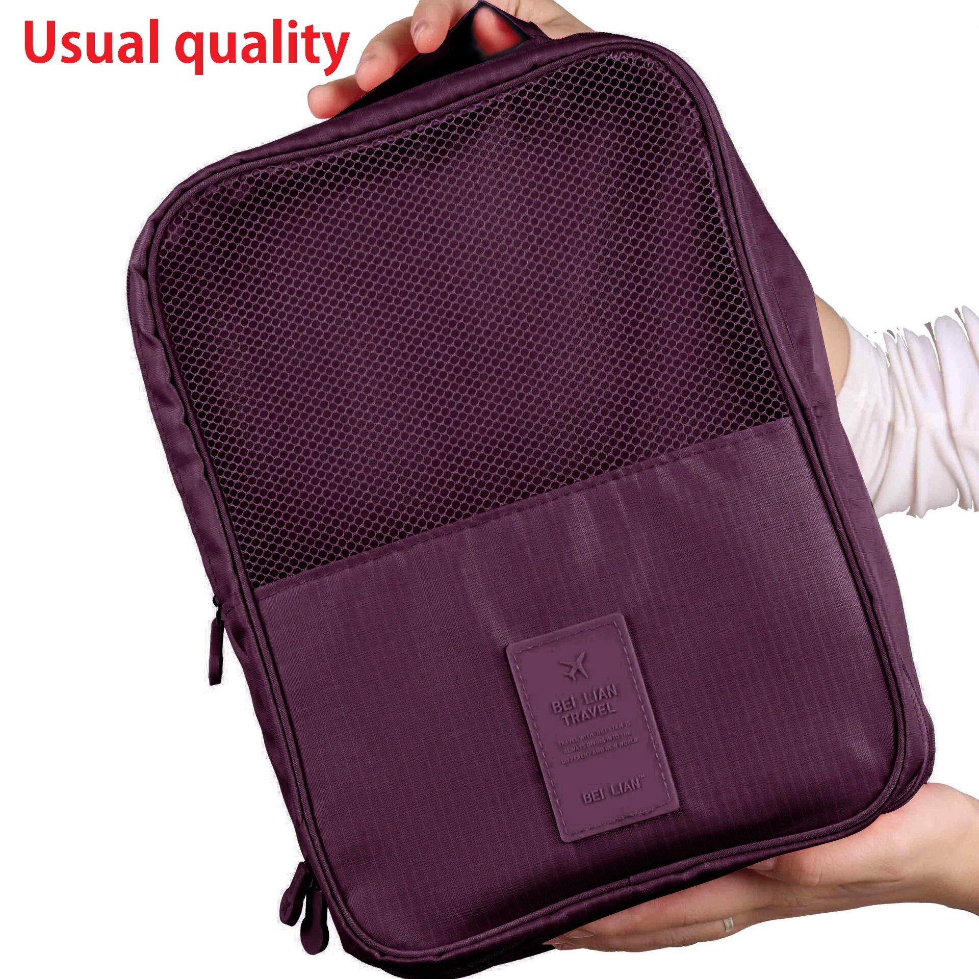 3 Layers Portable Shoes Storage Travel Bags Organizer Mesh Sorting Pouch Dustproof Bags Waterproof Unisex Shoes Covers Tote Bag: usual wine red