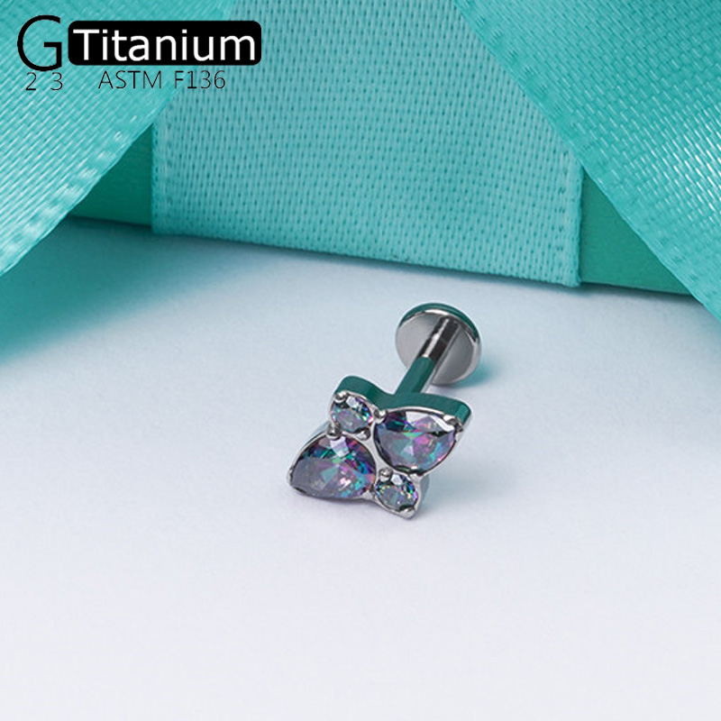 G23 Titane Goujon Filetage Intérieur Zirconium Oreille Cartilage Goujon Lèvre Goujon femme Délicate Corps Piercing Bijoux