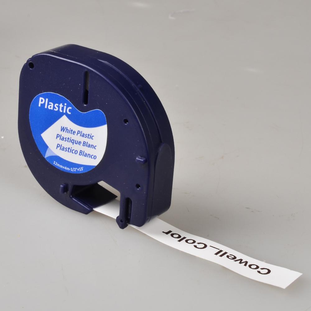 3 Compatibel Zwart Op Wit (12Mm X 4M) plastic Label Tapes Voor Dymo Letratag Qx 50, Xr, Xm, 2000, Plus Label Makers