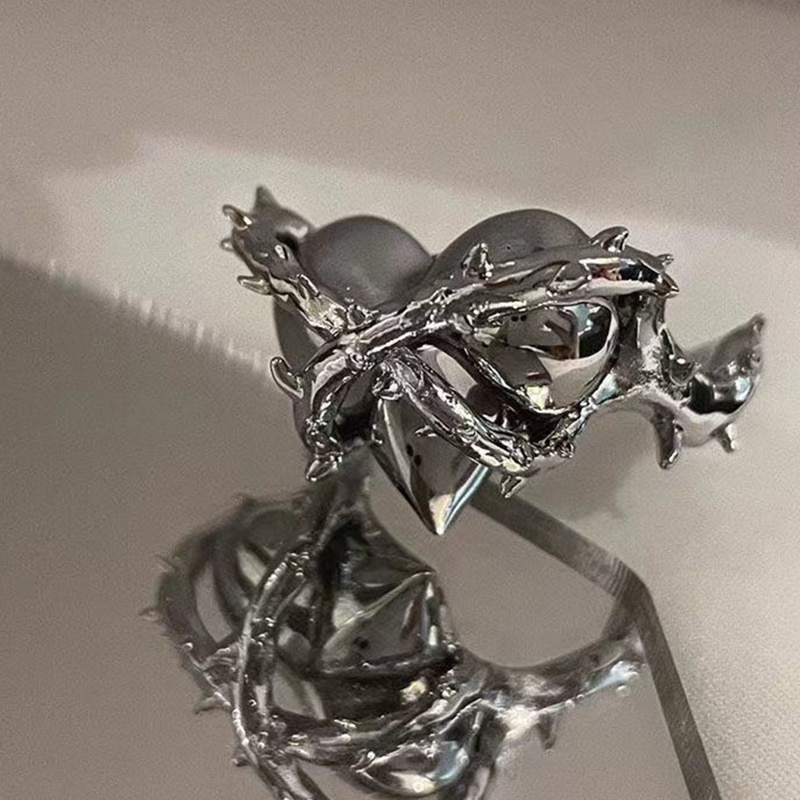 Punk Gothic Spider Ringen Doornen Liefde Hart Vintage Geopend Ringen Voor Vrouwen Halloween Party Sieraden Huwelijkscadeau