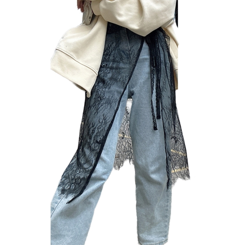 Vintage blomstermønster øjenvipper blonde lang nederdel hoftetørklæde til kvinder binde op æstetisk gennemsigtigt forklæde der dækker overnederdel  f3md