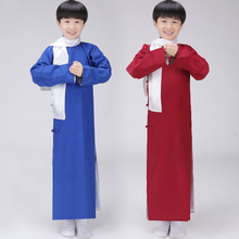 Kinderen Chinese Gewaad met Sjaal Jongen Chinese Folk Kostuum Kinderen Chinese Traditionele Kostuum Stage Leraar Cosplay Kostuum 89