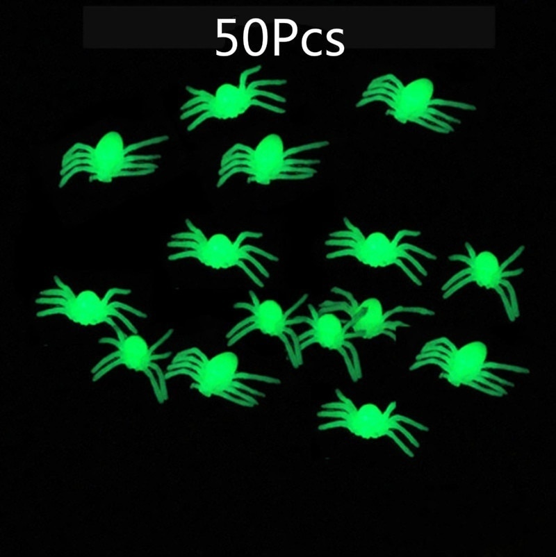 Mini Plastic Spider Prank Grapje Verjaardag Speelgoed Diy Party Decoratieve Props: 50pcs Fluorescence