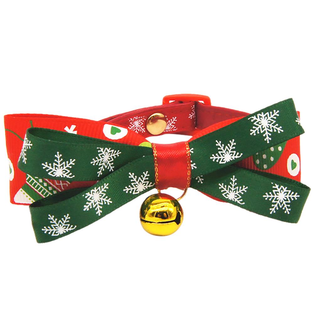 Kerst Sneeuw Serie Huisdier Halsband Harness Strik Kraag Hond Katten Klokken Kat Vlinderdas Huisdier Festival Supplies: Green / L