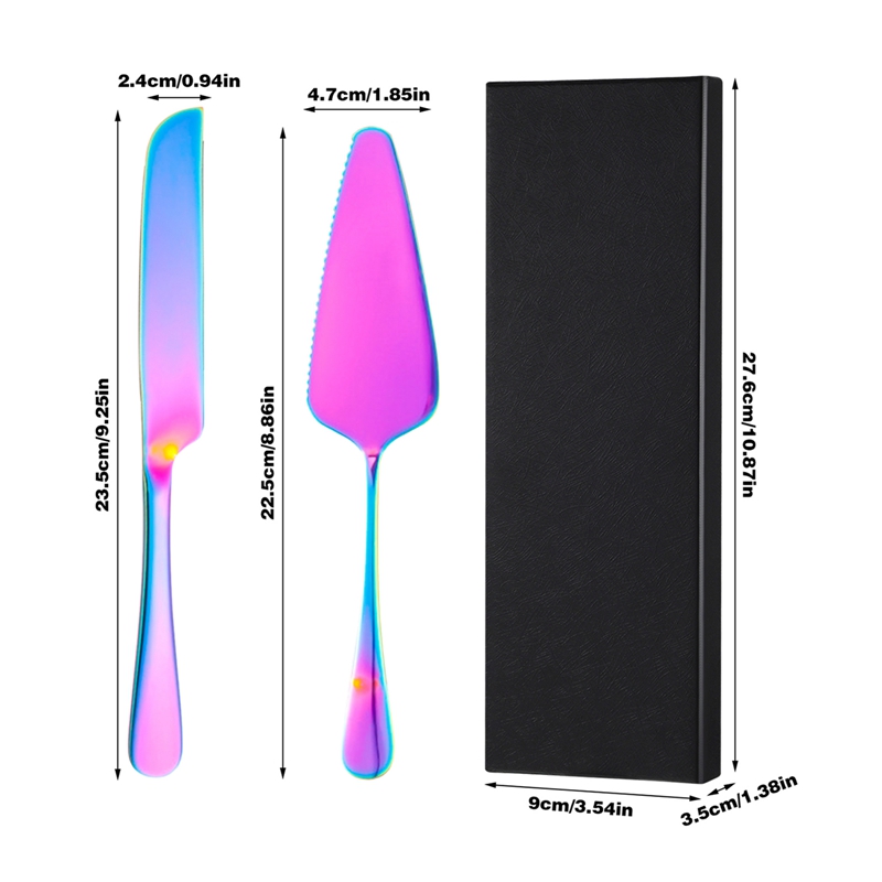 2Pcs/Set Stainless Steel Cake Shovel Set Bread Pizza Knife Dessert Pie Fondant Divider Cutter Spatula For Wedding Birth Baking: Pink