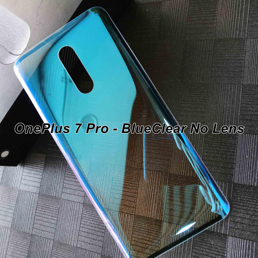 Clear Back Glass Cover Voor Oneplus 7 7T Pro Batterij Back Cover Rear Behuizing Deur Case Vervanging Voor Oneplus 7T Batterij Cover: 7Pro-BlueClear