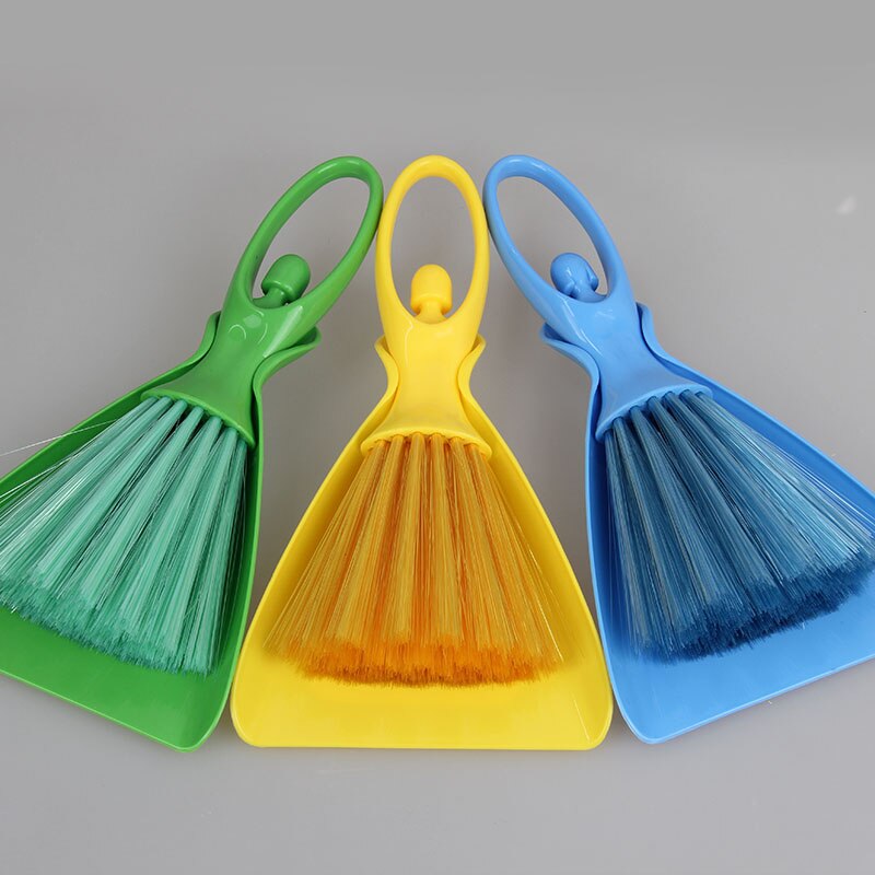 GUANYAO Mini Broom Hand Brush Dustpans Plastic Brooms Cleaning sofa keyboard Crevice Creativity Ballet shape Yellow Blue Green