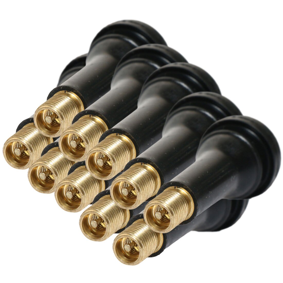 10Pcs TR414 Core Vacuum Tire Nozzle Car Black Rubber Alloy