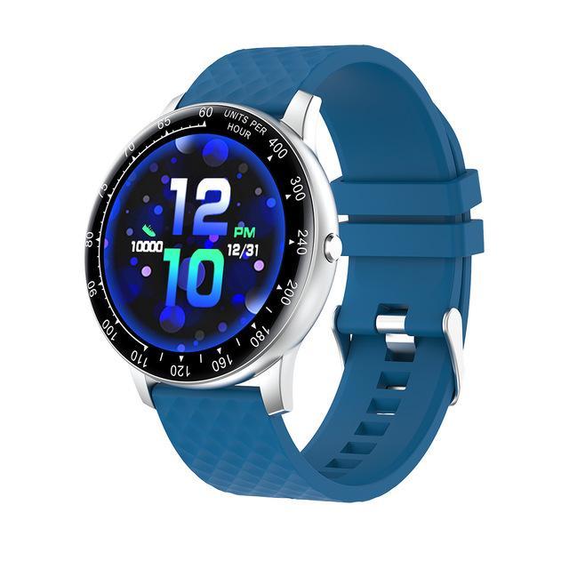 H30 Smart Horloge Mannen Vrouwen Diy Watchface Full Touch Fitness Tracker Hartslag Bloeddruk Smart Klok IP68 Waterdicht Horloge: blue