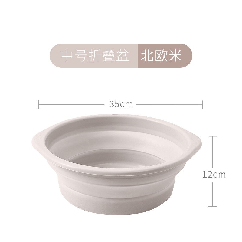 Household Folding Basin Outdoor Travel Portable Folding Basin Multi-Function Kitchen Sink: Medium Nordic Rice