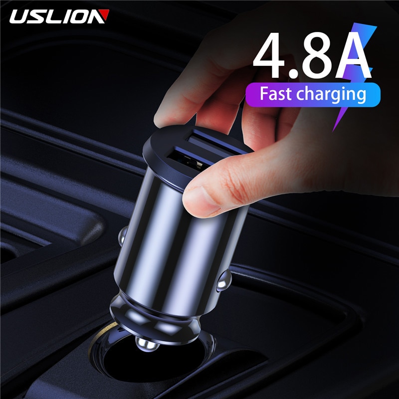 USLION 5A Quick Charge USB Car Charger For iPhone Xiaomi Huawei Samsung Auto Charging Fast Mini Car Mobile Phone Charger