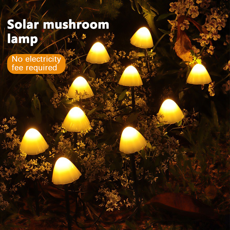 Lámpara LED solar para césped con forma de seta, impermeable, para exteriores, 8 modos, camino de hadas, paisaje, patio, terraza, jardín, cadena de luces decorativas