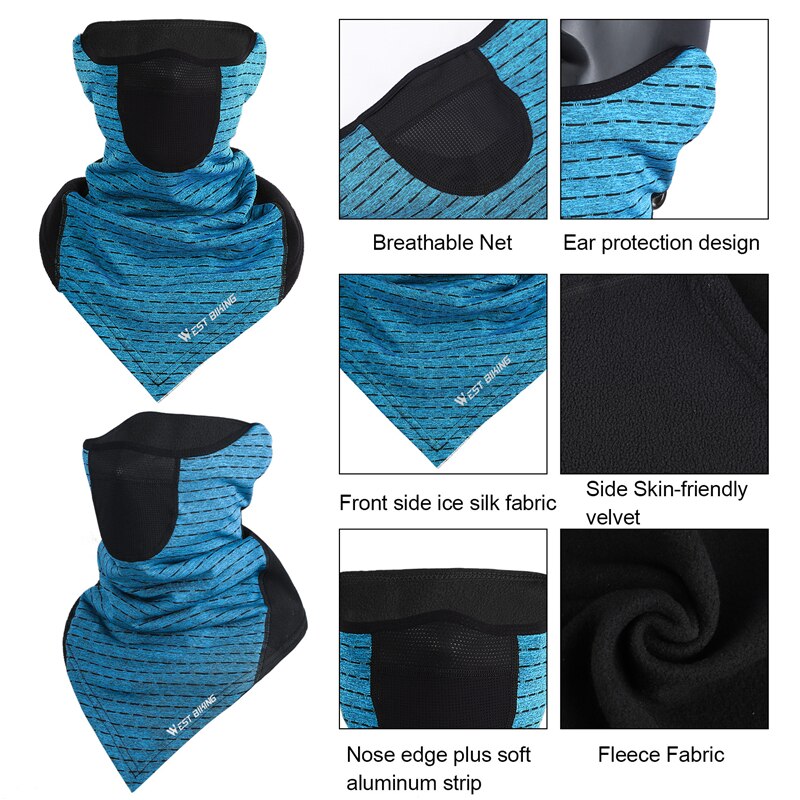 WEST BIKING-mascarilla de cara de ciclista para invierno, bufanda térmica cálida, máscara de esquí para exteriores, correr, escalada, Snowboard, forro polar resistente al viento, máscara para ciclismo