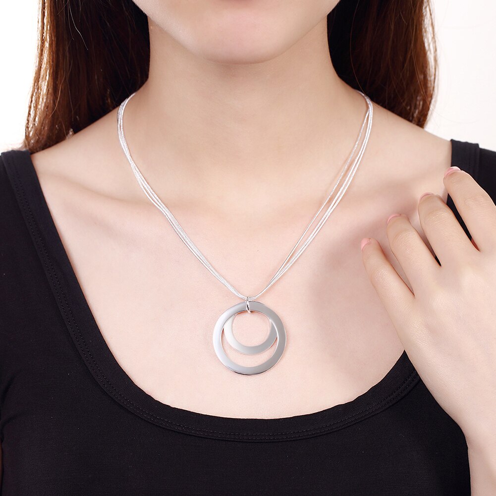 Charm orecchini in argento Sterling 925 collana set di gioielli per donna moda regalo per feste ragazza elegante cerchio smerigliato matrimonio