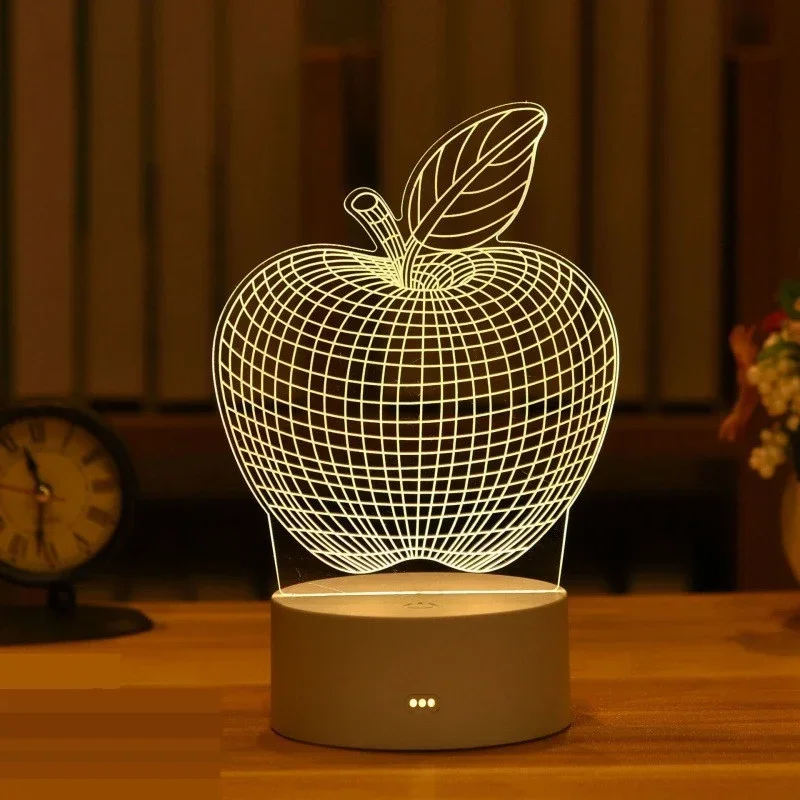 3D Illusion visuelle veilleuse visuelle créative LED lampe de bureau changement USB alimenté pour les enfants: Beige