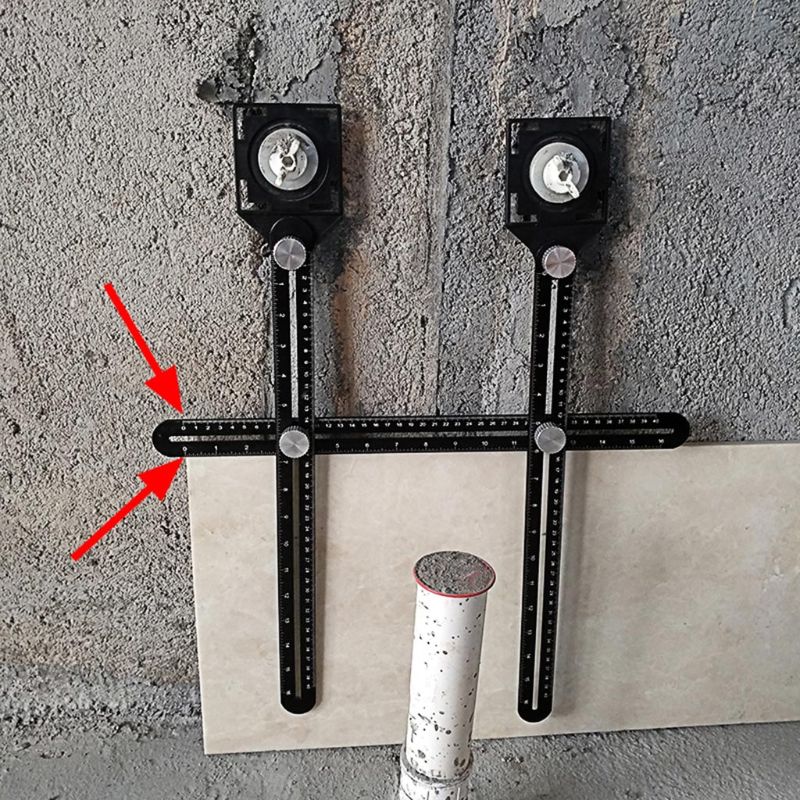 Aluminiumlegering multi-hoek meetinstrument zesvoudige liniaal positionele locator universele trepanatie lineatie tegel glas ponsgereedschap