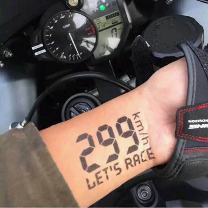 Håndled motorcykel speed tatovering klistermærker vandtætte holdbare mænd og kvinder lokomotiv burst nummer 299km mørk midlertidig tatovering kunst