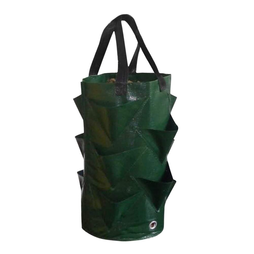 Garden Planting Bags 3 Gallons Strawberry Tomato Carrot Reusable Multi-mouth Vertical Flower Herb Planter Pot Hanging Grow Bags: Green
