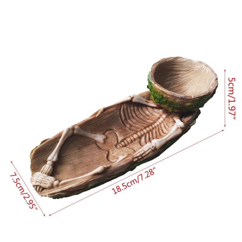 Cuenco de comida para reptiles, esqueleto, anfibio, jaula para mascotas, decoración de roca, inyección de agua, 37MF