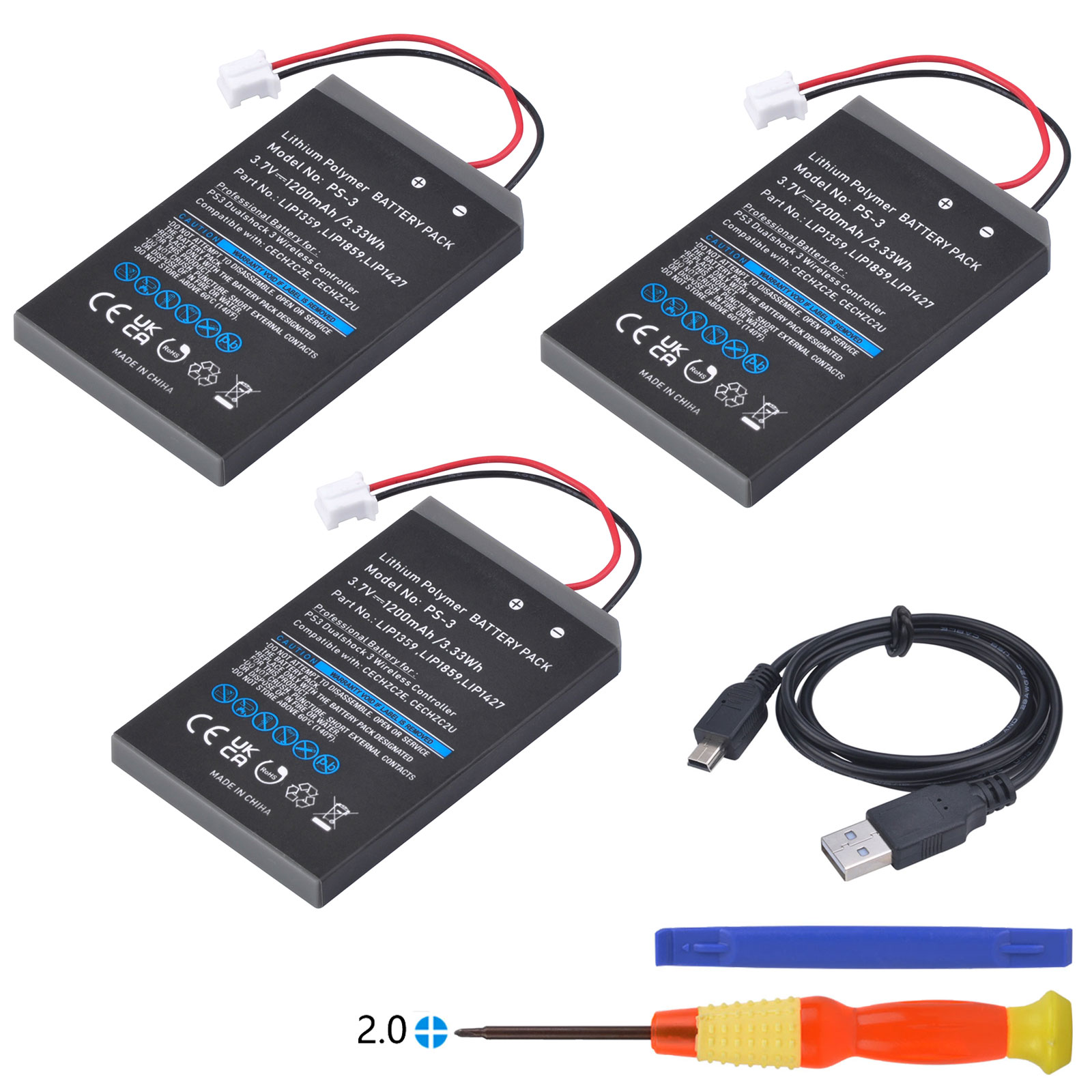 Batterie de contrôleur Batmax PS3 LIP1359 LIP1859 LIP1427 batterie PS3 pour Sony Playstation 3 Dualshock 3 PS3 contrôleur Bluetooth: Grey