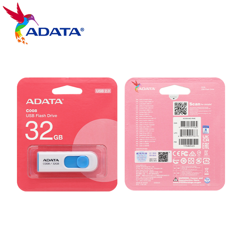 ADATA USB Flash Drive C008 Memory Stick 64GB 32GB 16GB Pen Drive USB2.0 Universele Seriële Bus Pendrive voor Desktop Laptop TV