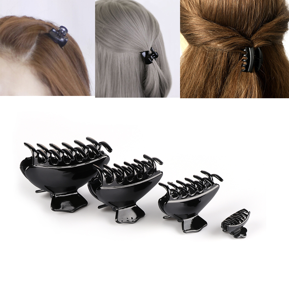 Horquillas de mariposa de acrílico negro brillante para el pelo, pinzas para el pelo, herramientas de estilismo de salón de peluquería, 1 ud.