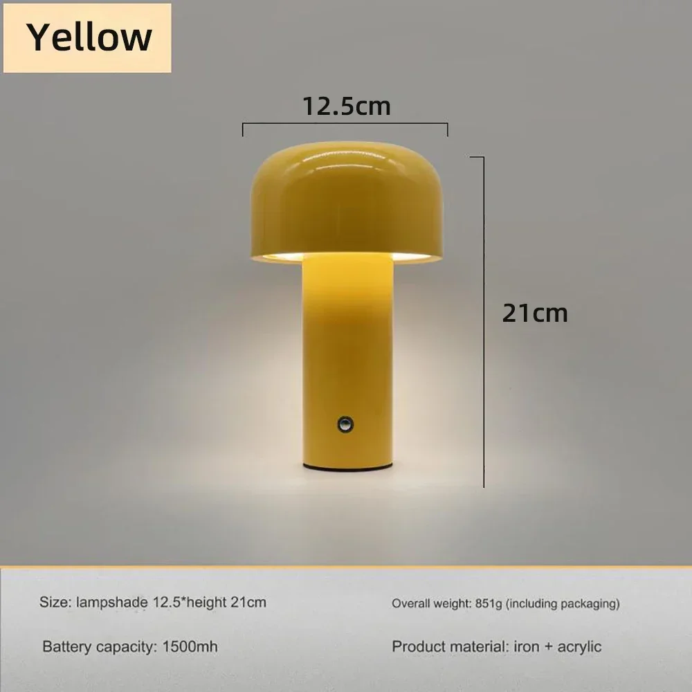 Italienische Pilz Tischlampe Tragbare Drahtlose berühren Wiederaufladbare Nachtlampe USB Schreibtischlampe Schreibtisch Dekoration Schlafzimmer Nachtlicht: Gelb