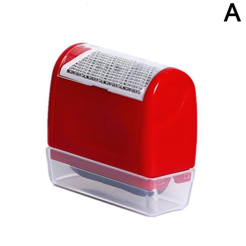 Roller Self Inking Stock Stamp Seal Theft Code Guard Your ID Confidentiality Confidential Seal Office File Stamp Tool Refill Ink: S red
