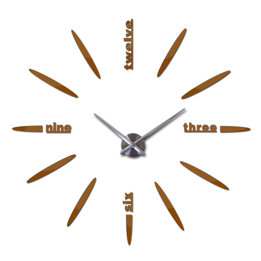 Stor 3d gjør-det-selv-veggklokke hjemmeinnredning stueklokke horloge quartz needle clocks kort speilklokke: Sjokolade / 37 tommer