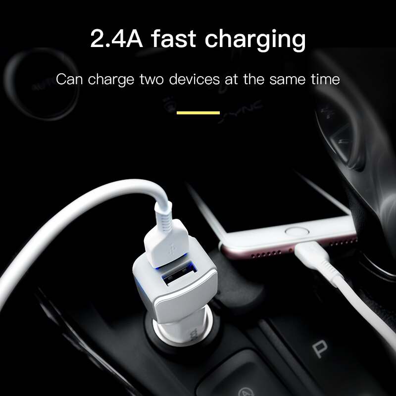 Hoco dual output usb biloplader til iphone  x 8 7 plus universel 5 v 2.4a hurtig usb oplader adapter til samsung  s9 s8 oneplus 6