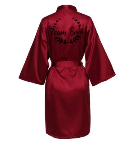 Hochzeit Party Team Braut Kleid mit Schwarz Briefe Kimono Satin- Pyjama Brautjungfer Bademantel SP021