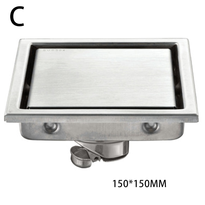 Modern Bathroom Shower Floor Drain Tile Insert Square Floor Waste Grates Shower Drain 304 Stainless Steel Invisible Floor Drain: 150x150MM