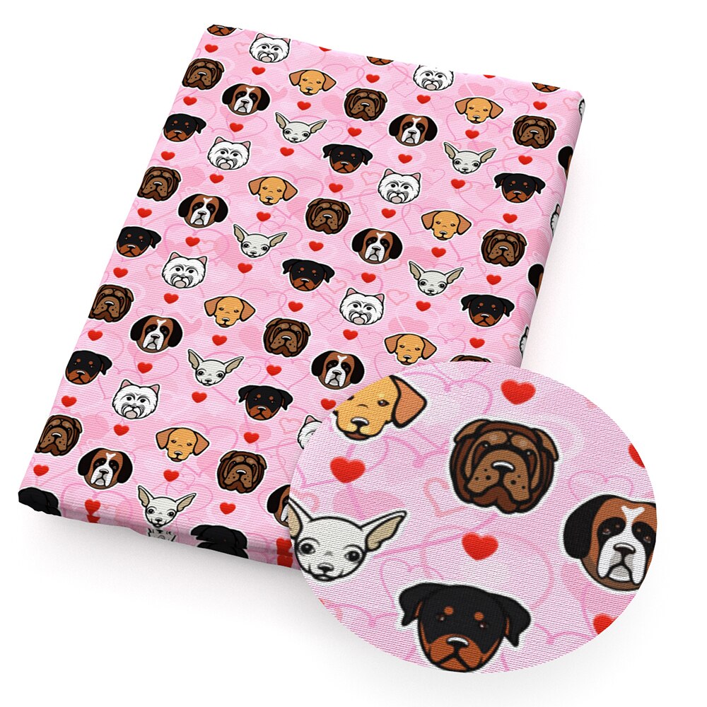 140 tela de algodón con estampado de dibujos animados, tejido de 50 x 100% cm con corazón de Animal para la fabricación de ropa de costura, textil para el hogar de media yarda, 1Yc10112