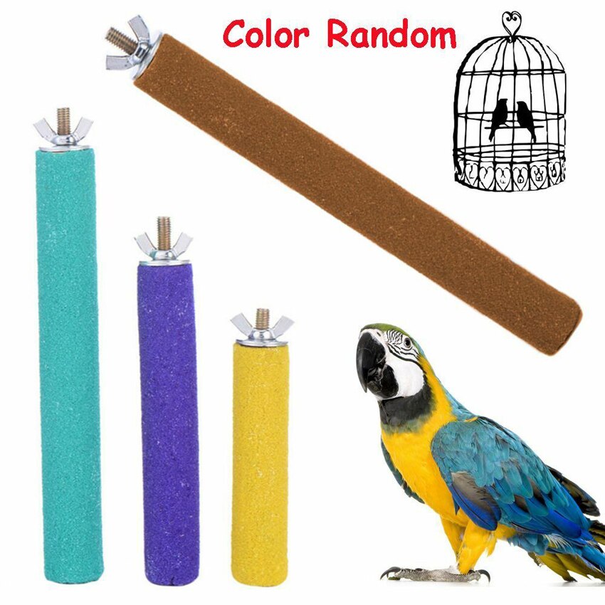 Bird Cage Parrot Perches Stand Paw Grinding Station Platform Bird Supplies Hanging Swings Cage Random Color