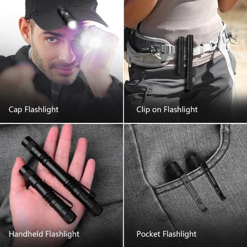 Mini bolígrafo de luz LED portátil con Clip, linterna de mano de bolsillo ultrabrillante de altos lúmenes para acampar y emergencias al aire libre