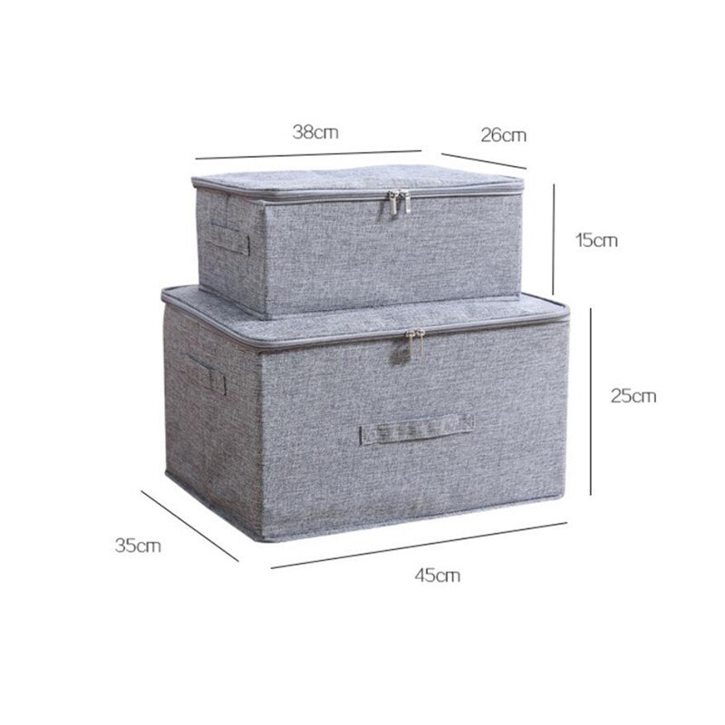 Foldable Cotton Linen Storage Box Storage Boxes with Lids and Zipper Clothes Storage Organizer Laundry Storage Bag