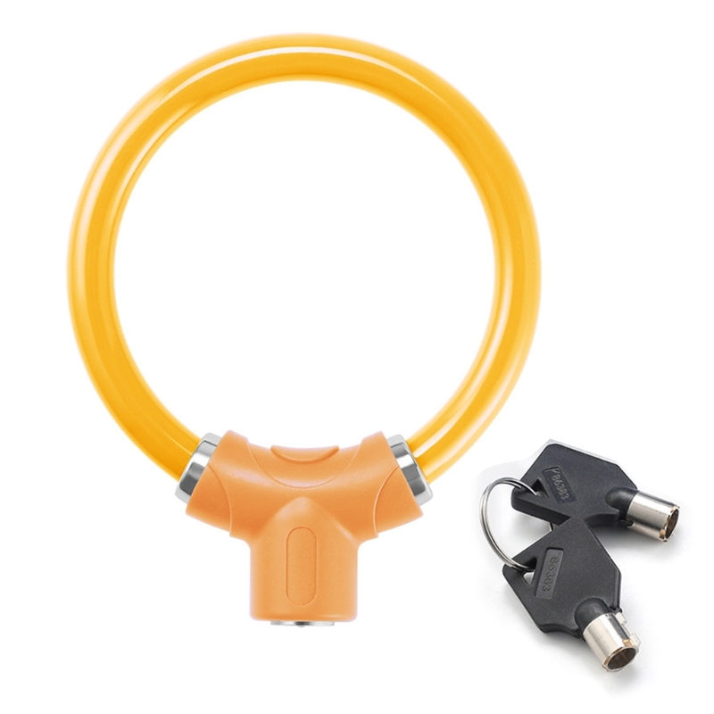 Candado antirrobo con forma de anillo para bicicleta, accesorio de seguridad de acero para ciclismo de montaña O carretera: naranja