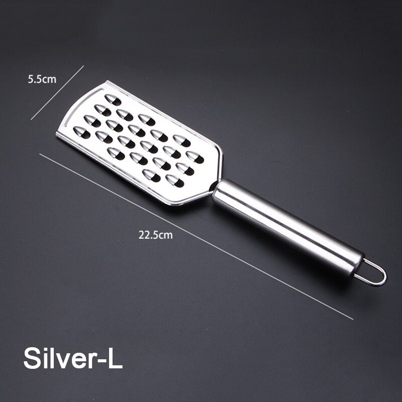 Cheese Grater Stainless Steel Grater Peeler Citrus Ginger Garlic Slicer Long Handle Cheese Planer Shavings Knife Kitchen Tool: Silver-L