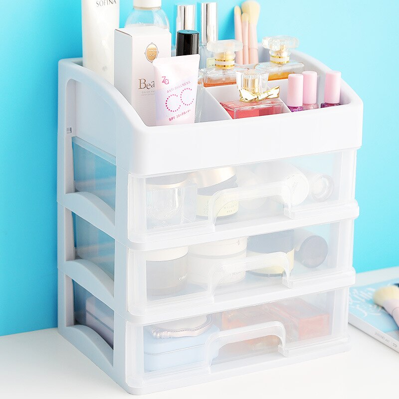 Organizador de maquillaje cajones caja de almacenamiento de cosméticos de plástico recipiente para joyas estuche de maquillaje organizador de cepillos de maquillaje H1187