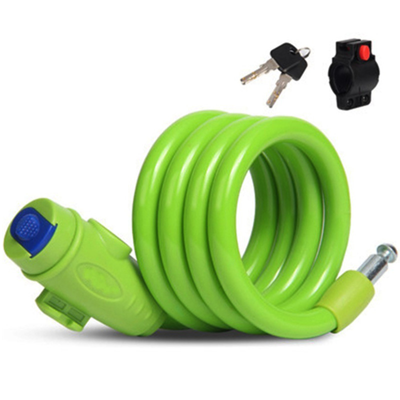 Anti-Theft 110 cm Bike Lock Steel Wire Safe Bicycle Lock Outdoor Security Reinforced Bicycle Accessories MTB Road Bicycle Locks: Green
