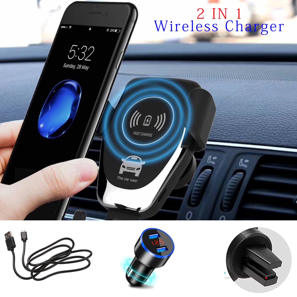 Bezprzewodowa ładowarka QI 10W telefon komórkowy szybka ładowarka uchwyt uchwyt samochodowy powietrze kratka wentylacyjna uchwyt telefonu dla iPhone XS XR X 8 Samsung Huawei