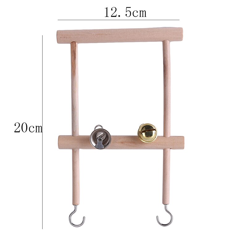 Wooden Stand Ladders Climber Bird Playground Toy Double Grid Pet Bird Parrot Toys Swing Bird Cage Hanging Chew Toys for Birds