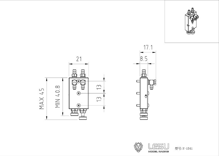 LESU Metal Relief Valve for 1/14 RC Hydraulic Dumper Truck Loader Excavator DIY TAMIYA Model