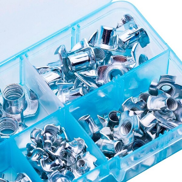 80PCS M3 M4 M5 M6 M8 Zinc Plated Four Claws Nut Blind Inserts Nut for Wood Furniture bolt and nut metic nut and bolt assortment