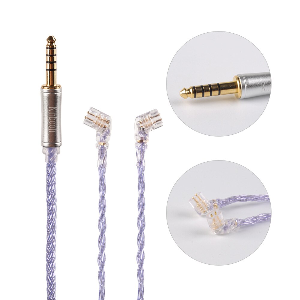 Kinboofi 16- adriges 2.5/3.5/4.4mm hochreines, versilbertes kabel mit mmcx /2- pin/qdc-stecker,  v90 ba5 kz zsx blon bl -03 bl-05: Qdc 4.4mm